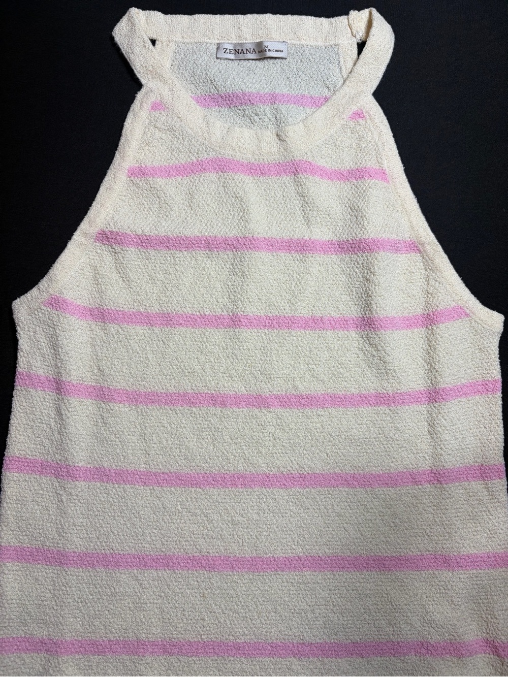 Brand new in the bag Zenana Cream and Pink Striped Halter Tank
